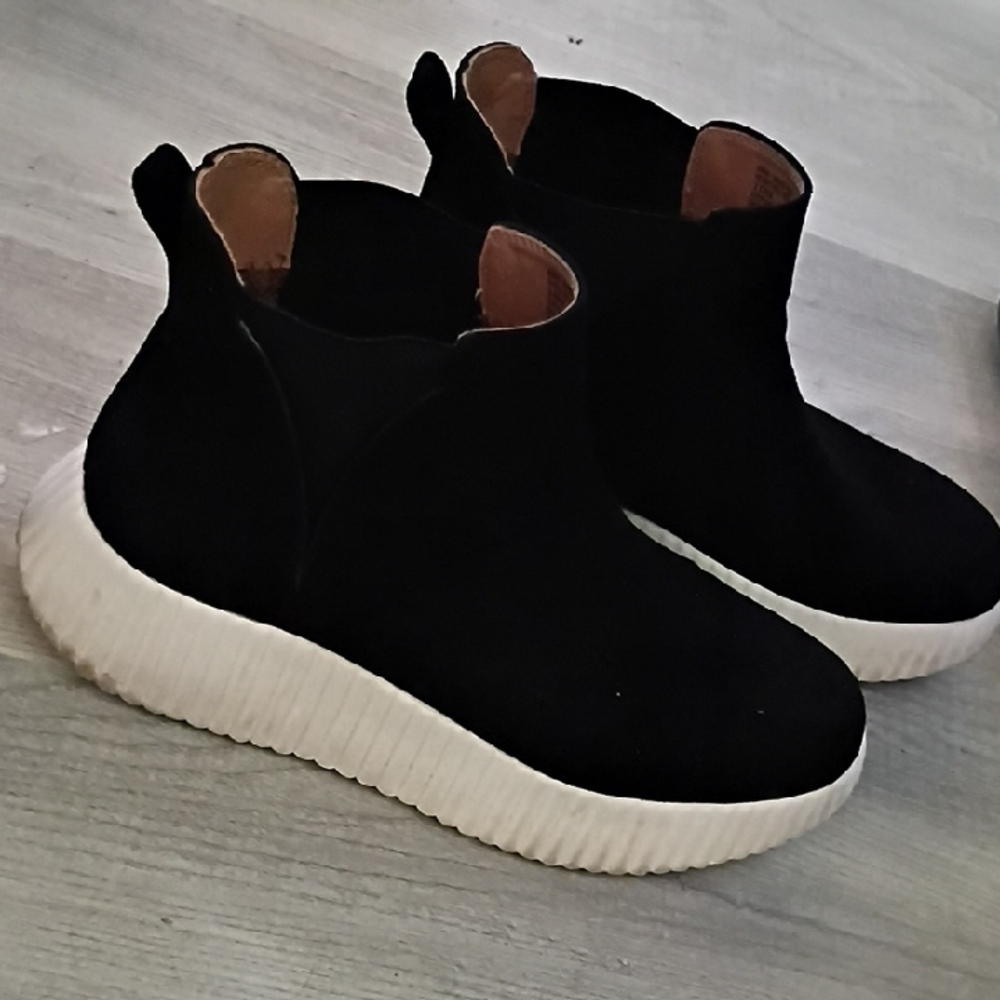 Black Ankle Boots with White Soles